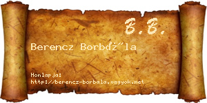 Berencz Borbála névjegykártya